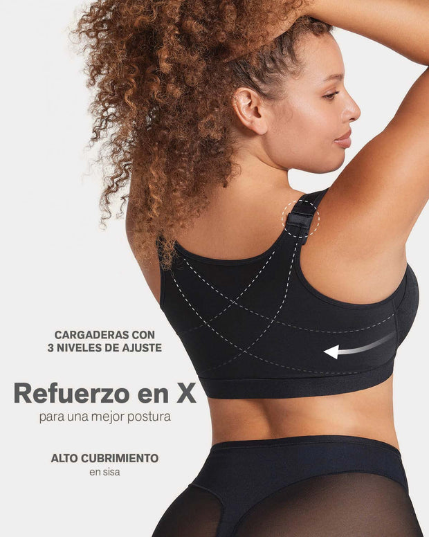 Brasier corrector de postura, control volumen del busto