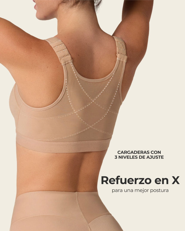 Brasier corrector de postura, compresión volumen del busto