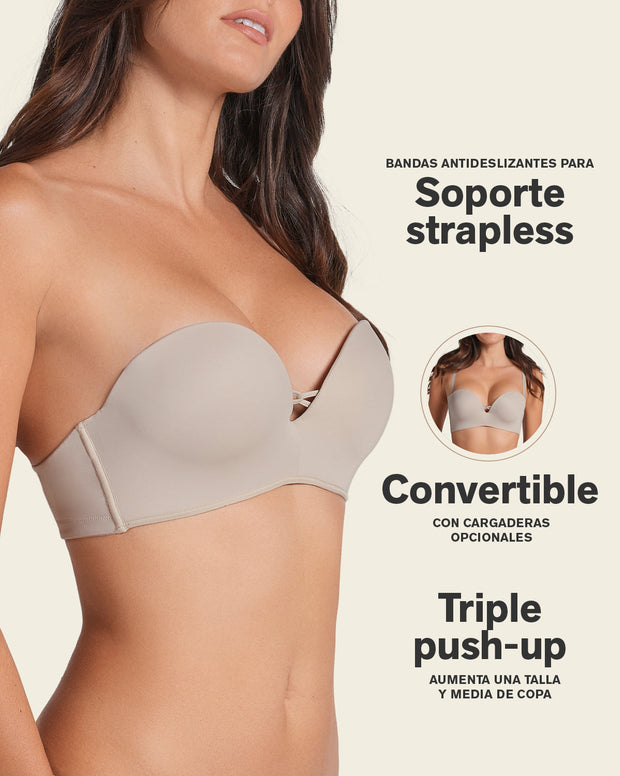 Brasier wow de triple realce ideal como strapless