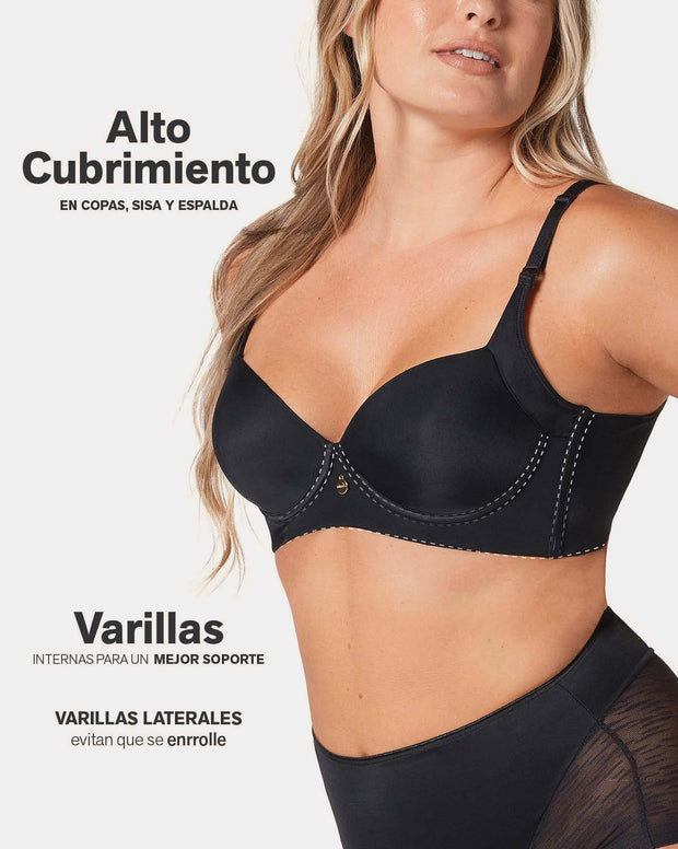 Brasier de cubrimiento alto en sisa y espalda Cover Bra
