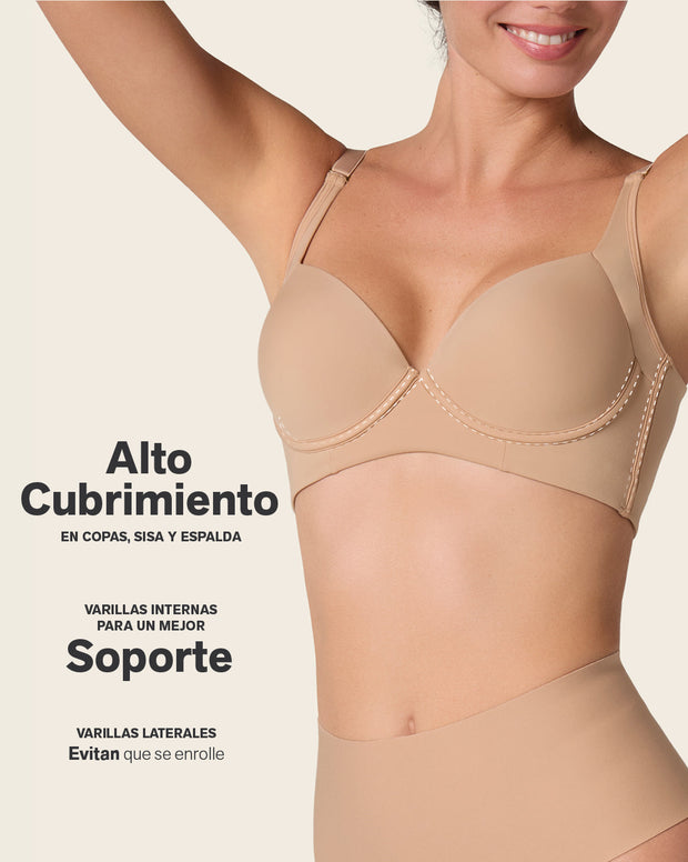 Brasier de realce suave y cubrimiento alto en sisa y espalda Cover Bra