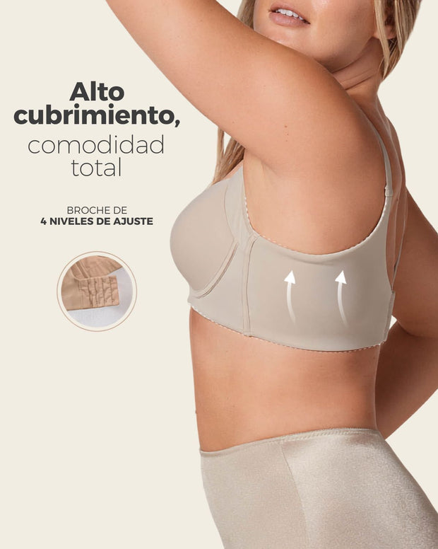 Brasier de realce suave y cubrimiento alto en sisa y espalda Cover Bra