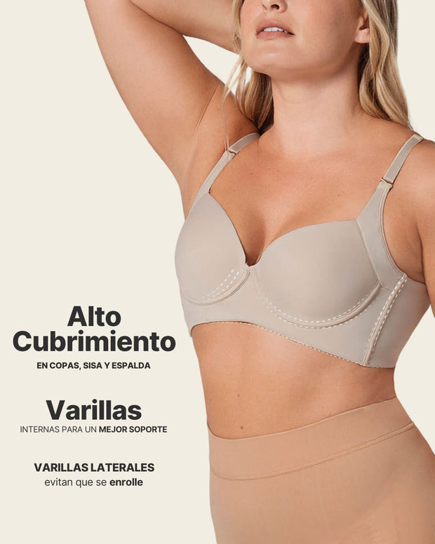 Brasier de realce suave y cubrimiento alto en sisa y espalda Cover Bra