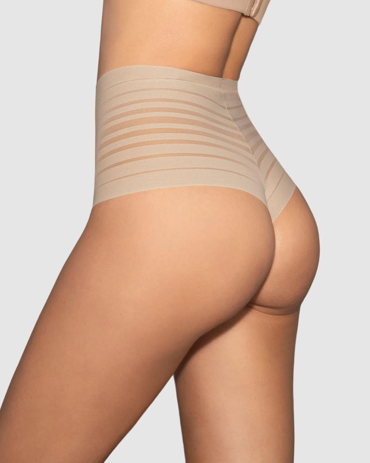 Panty alto de compresión suave con encanje en bandas