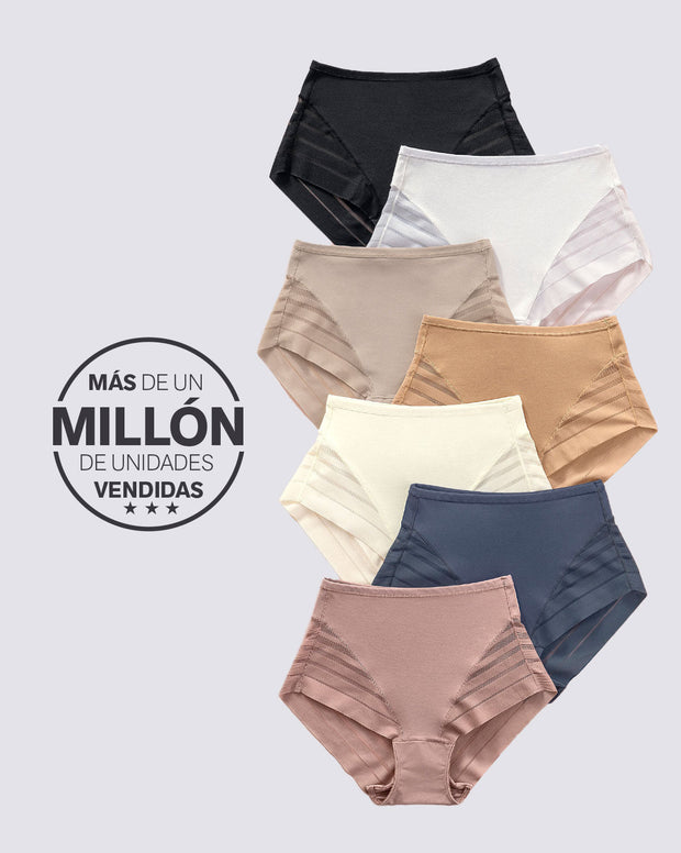 Panty faja clásico con control moderado de abdomen y bandas en tul