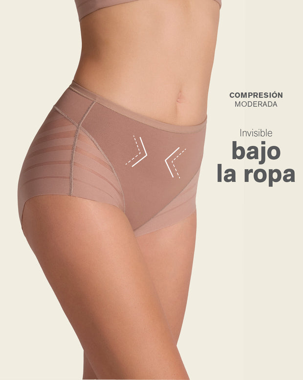 Panty faja clásico con compresión moderada de abdomen y bandas en tul