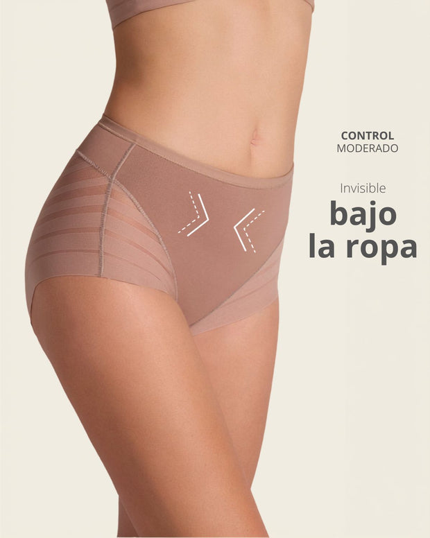 Panty faja clásico con compresión moderada de abdomen y bandas en tul