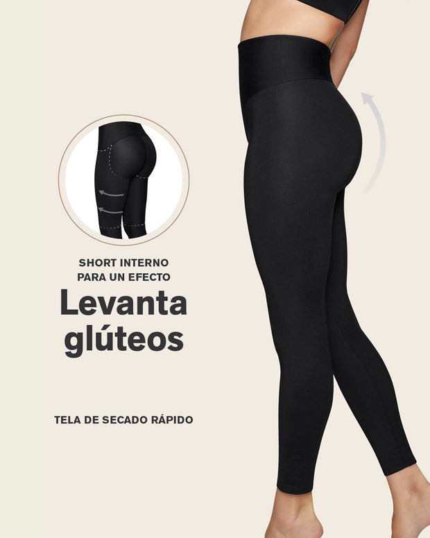 Legging de compresión con short interno levanta cola