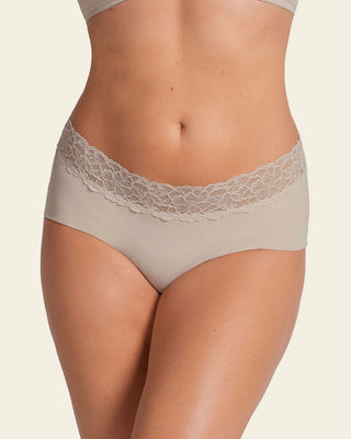 Panty hípster en tela ultraliviana con franja de SmartLace®#color_802-cafe-claro