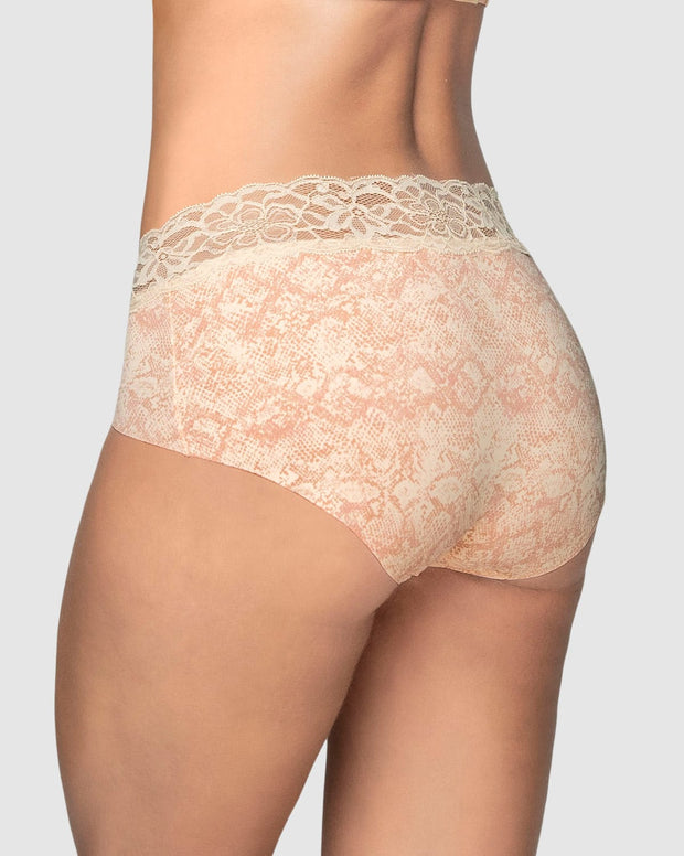 Panty hípster en tela ultraliviana con franja de encaje