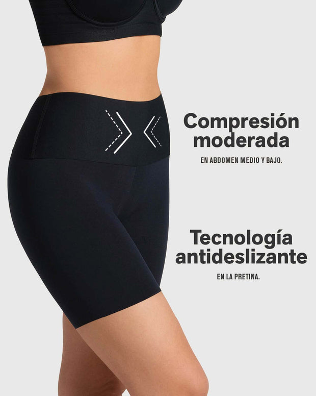 Short de compresión moderada aspecto invisible con fajón antideslizante