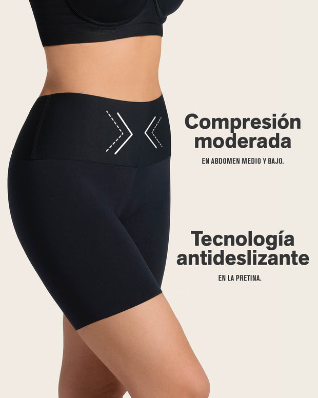 Short de compresión moderada aspecto invisible con fajón antideslizante