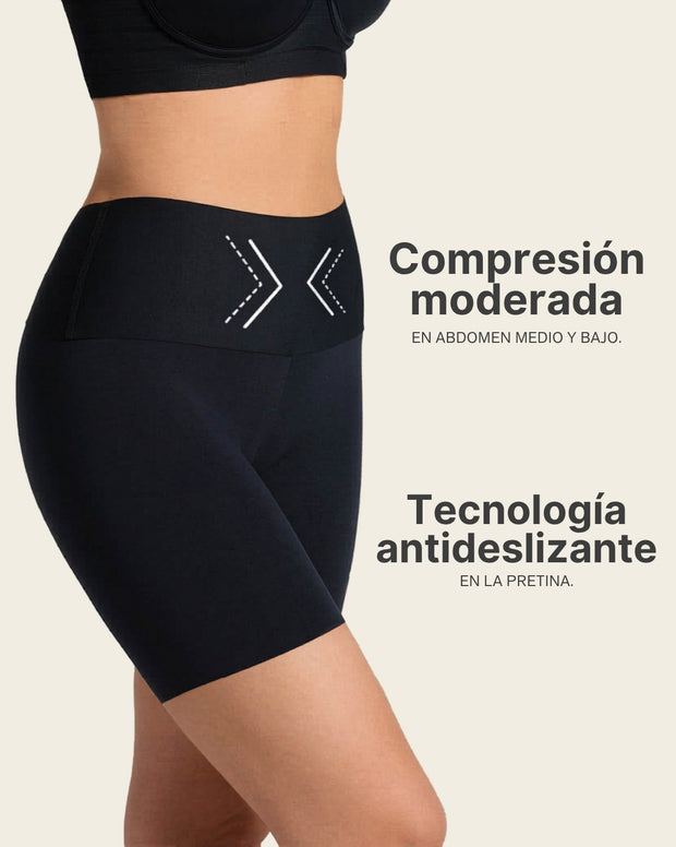 Short de compresión moderada aspecto invisible con fajón antideslizante