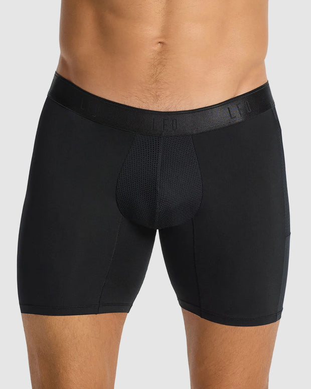 Bóxer deportivo largo con bolsillo lateral en microfibra