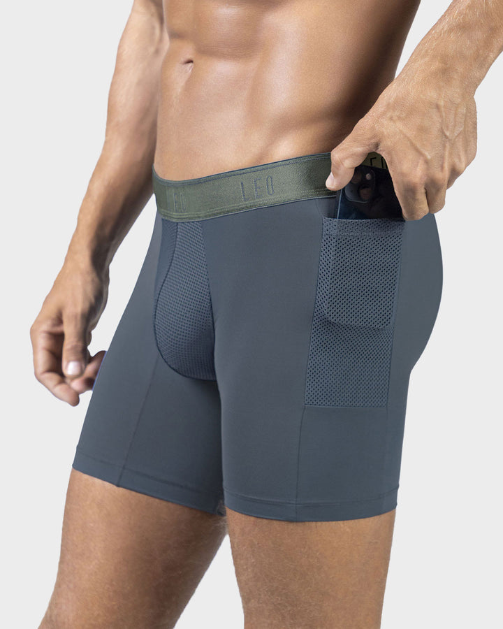 Bóxer deportivo con bolsillo lateral en microfibra