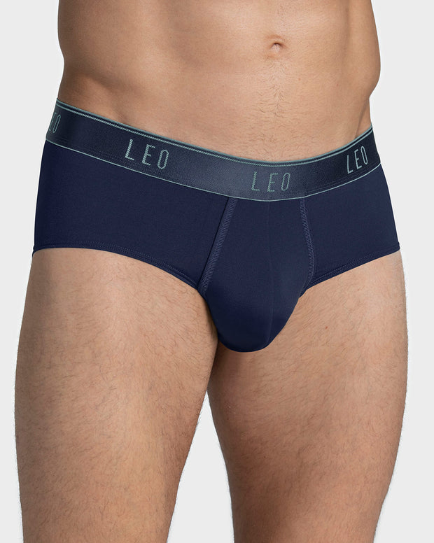 Microfiber brief with frontal ergonomic design