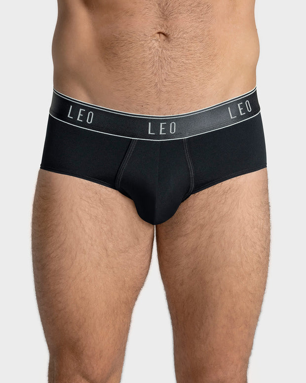 Microfiber brief with frontal ergonomic design