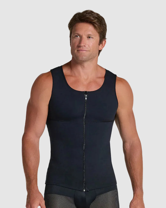 Chaleco de compresión con doble capa de tela en abdomen y espalda#color_700-negro