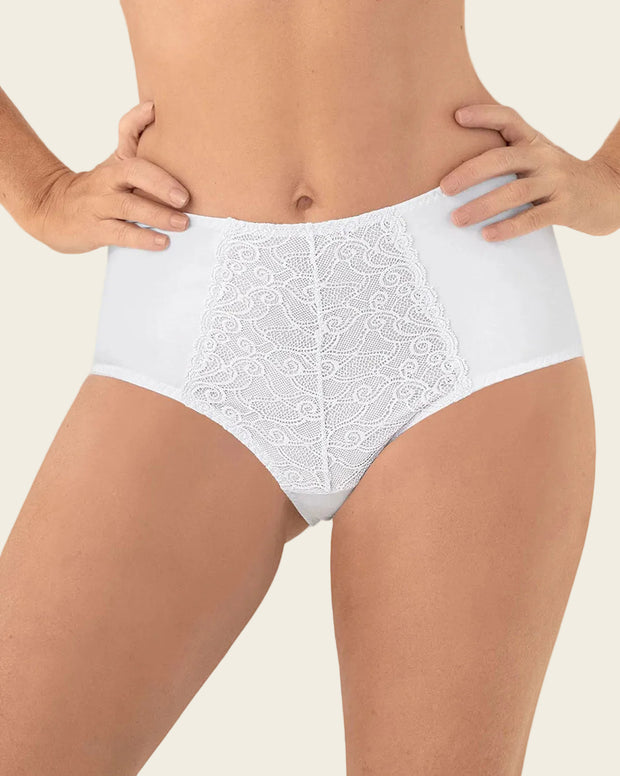Panty clásico de compresión suave con toques de encaje en abdomen