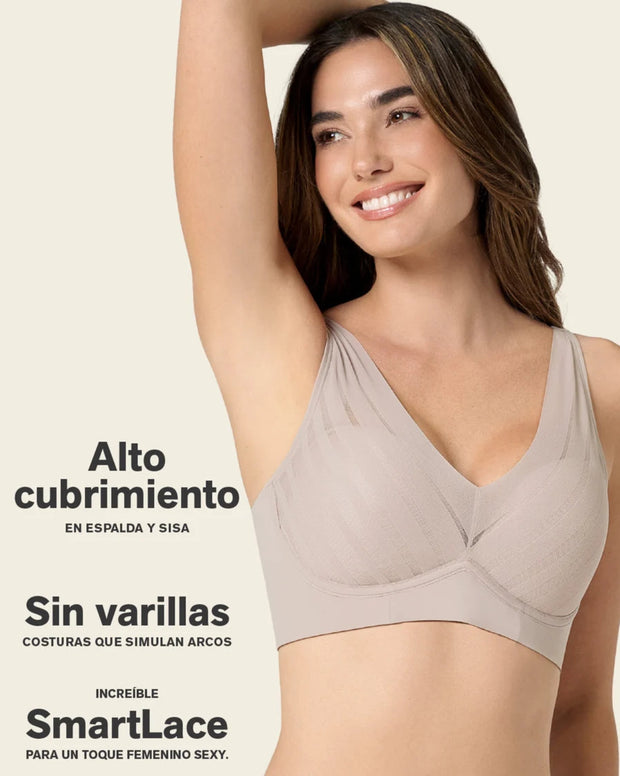 Brasier sin arco, alto cubrimiento en escote y espalda