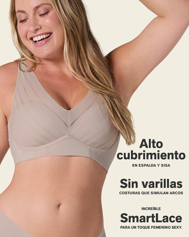 Brasier sin arco, alto cubrimiento en escote y espalda