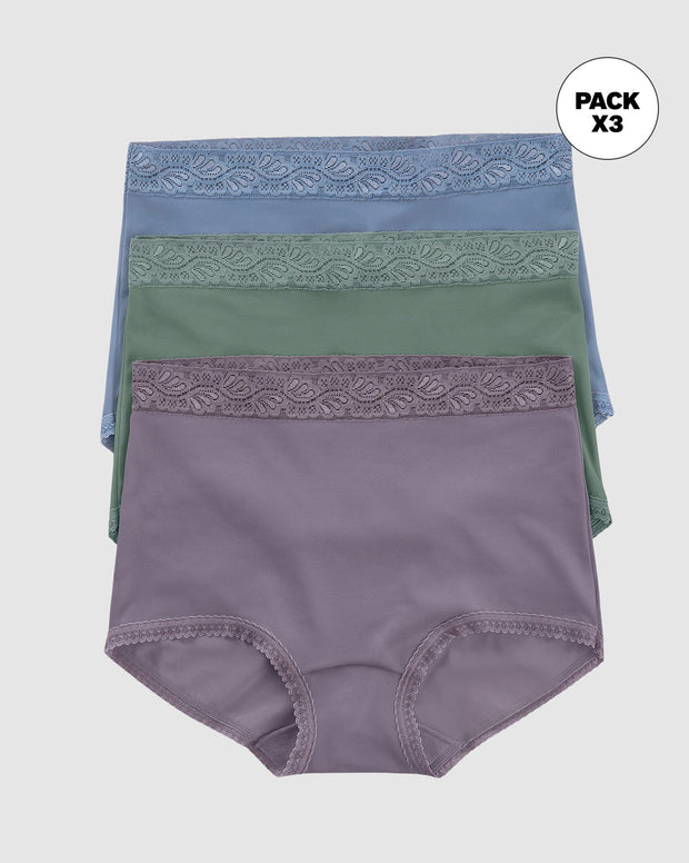 Paquete x 3 panties clásicos con toques de encaje