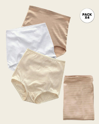 Paquete x 4 panties clásicos con máximo cubrimiento#color_s01-blanco-cafe-marfil