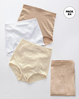 Paquete x 4 panties clásicos con máximo cubrimiento#color_s01-blanco-cafe-marfil