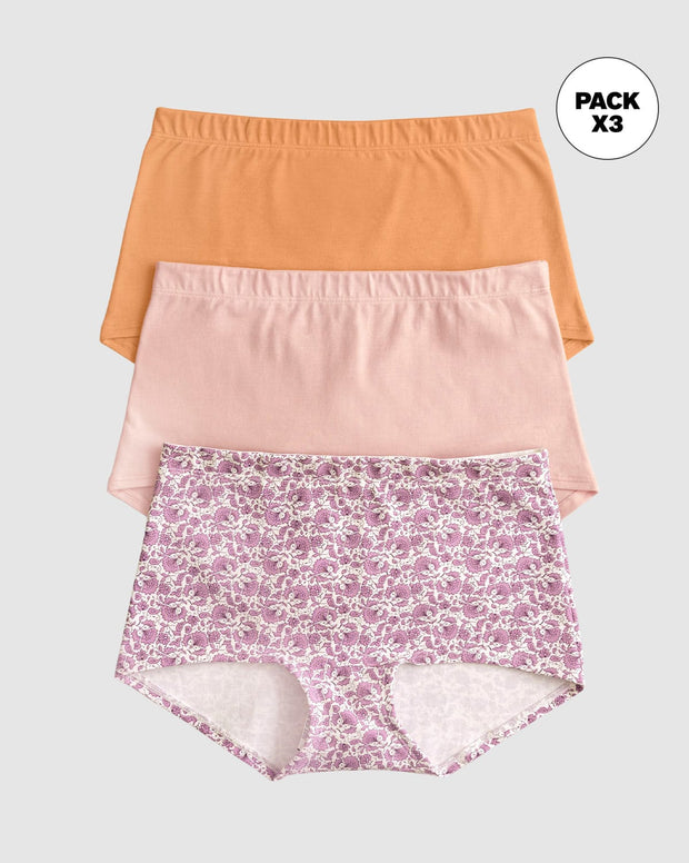 Paquete x3 bóxers cortos con algodón elástico
