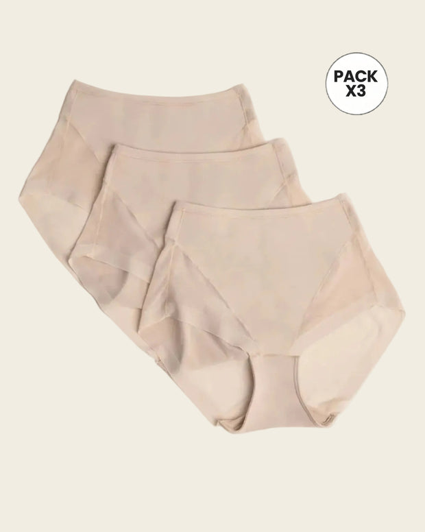 Paquete x 3 panties clásicos invisibles con tul