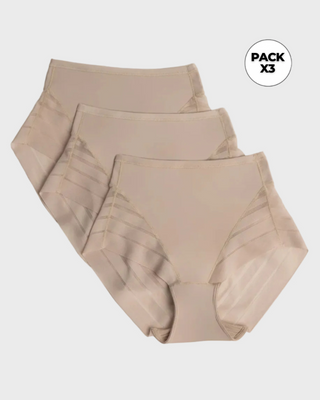 Paquete x 3 panty faja clásicos control moderado de abdomen#color_802-cafe-claro