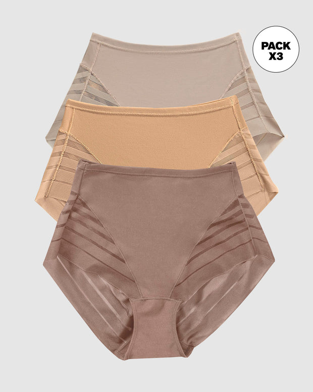 Paquete x 3 panties faja clásicos con control moderado de abdomen