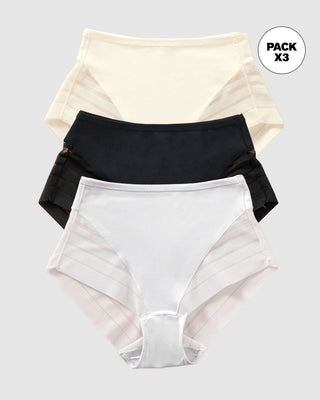 Paquete x 3 panties faja clásicos con control moderado de abdomen#color_s04-surtido