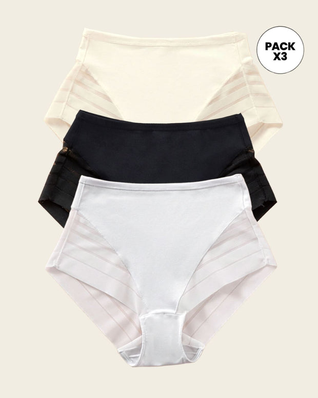 Paquete x 3 panties faja clásicos con control moderado de abdomen