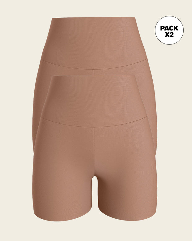 Paquete x 2 shorts de control moderado aspecto invisible con fajón antideslizante