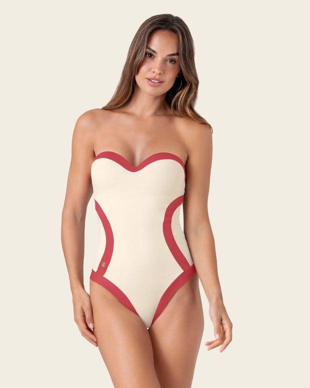 Traje de baño de compresión con cortes efecto reloj de arena