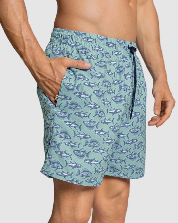 Pantaloneta de baño masculina con práctico bolsillo al lado derecho
