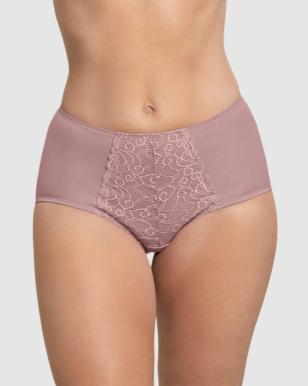 Panty clásico de compresión suave con toques de encaje en abdomen