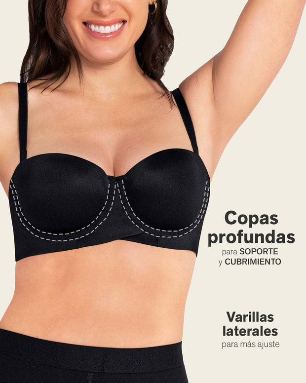 Brasier strapless ideal para busto mediano y grande