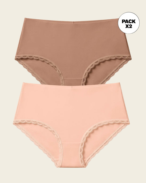 Paquete x 2 panties cacheteros, sin elásticos en cintura