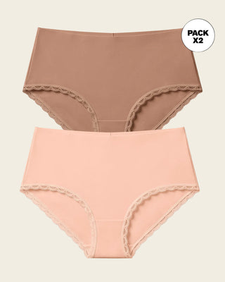 Paquete x 2 panties cacheteros, sin elásticos en cintura#color_s02-durazno-cafe-medio