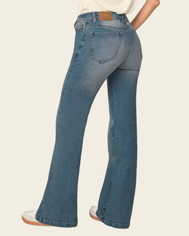 Jean bota ancha esencial para mujer