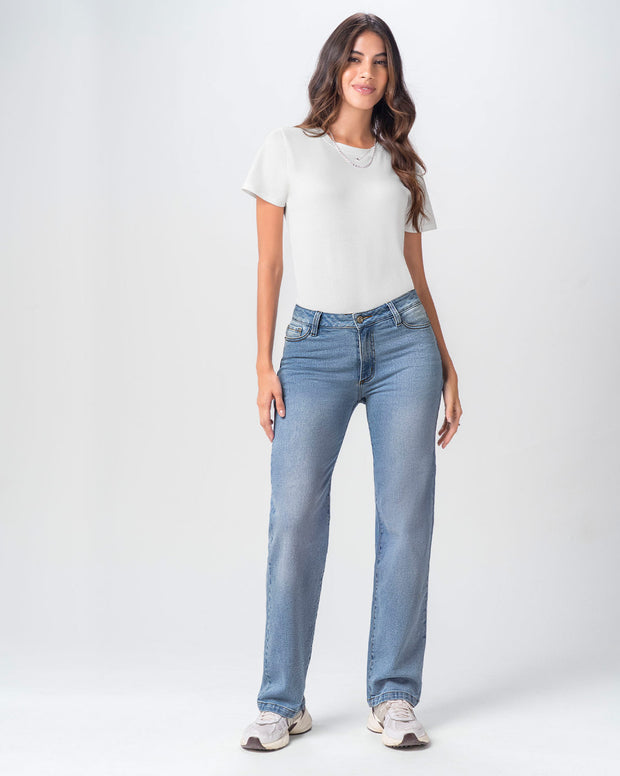 Jean bota recta para mujer
