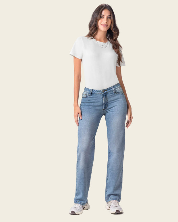 Jean bota recta para mujer