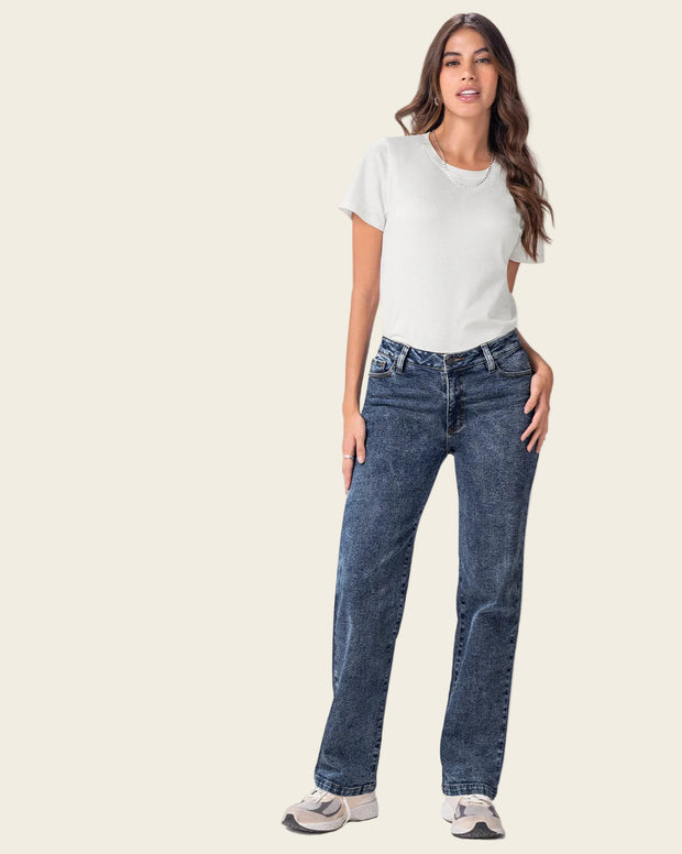 Jean bota recta para mujer