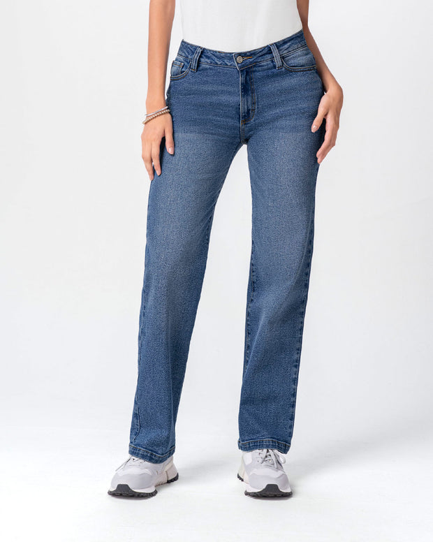 Jean bota recta para mujer
