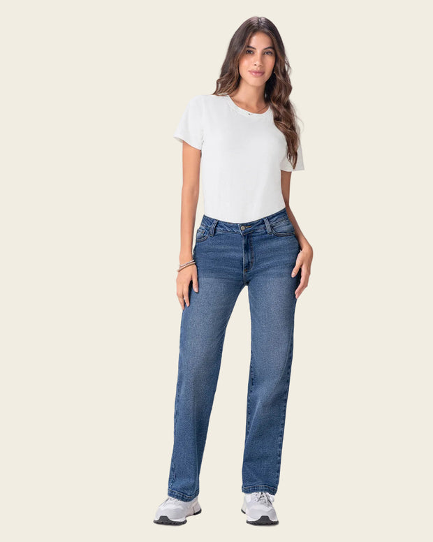 Jean bota recta para mujer