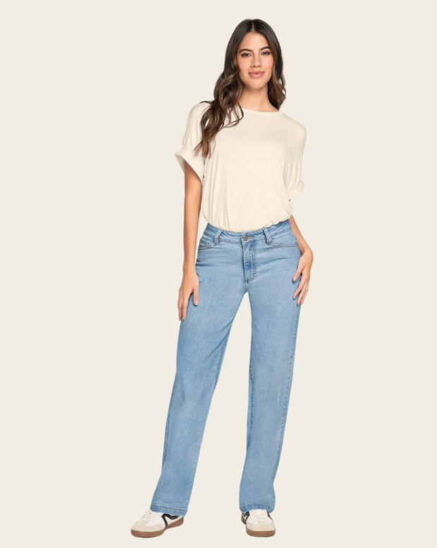 Jean bota recta para mujer