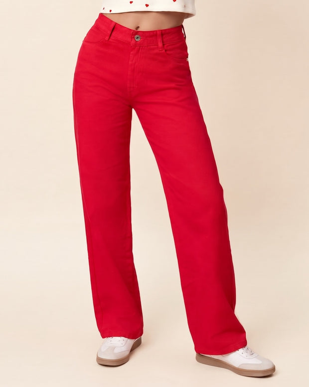 Jean en white denim con estampado