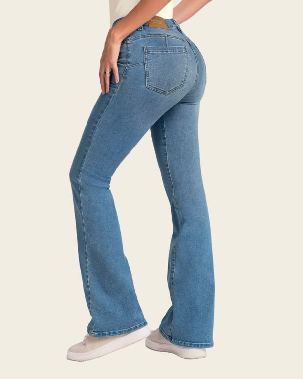 Jean levanta glúteos bota flare